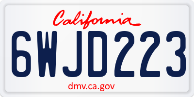 CA license plate 6WJD223