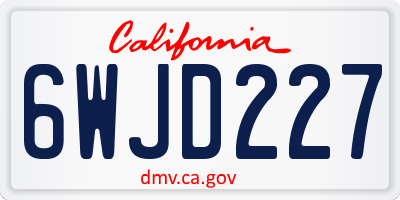 CA license plate 6WJD227