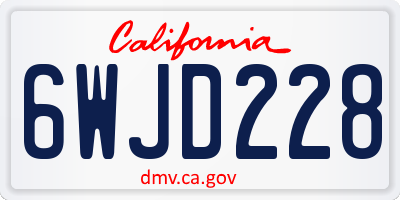 CA license plate 6WJD228