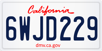 CA license plate 6WJD229