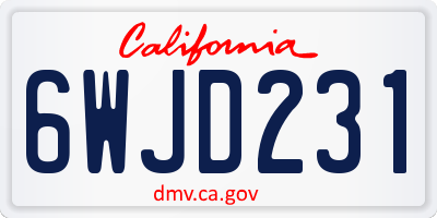 CA license plate 6WJD231