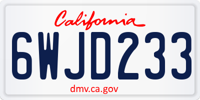 CA license plate 6WJD233