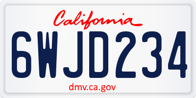 CA license plate 6WJD234