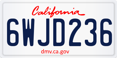 CA license plate 6WJD236
