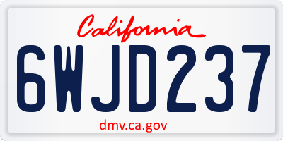 CA license plate 6WJD237