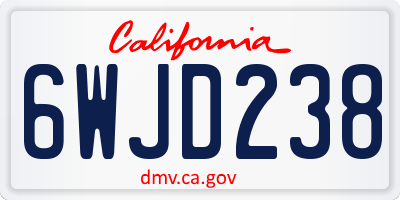 CA license plate 6WJD238