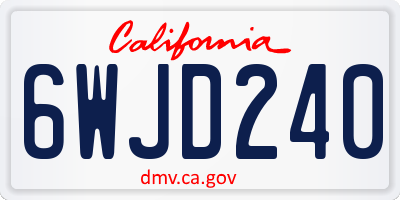 CA license plate 6WJD240