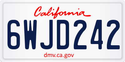 CA license plate 6WJD242