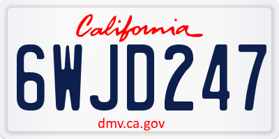 CA license plate 6WJD247