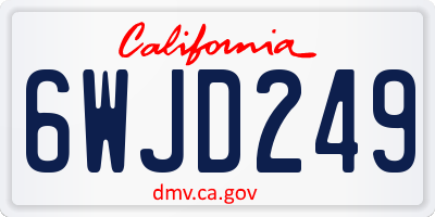 CA license plate 6WJD249