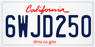 CA license plate 6WJD250