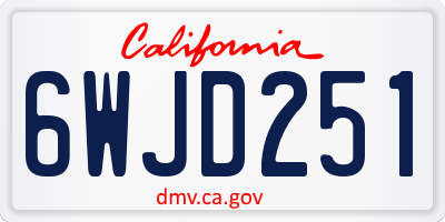 CA license plate 6WJD251