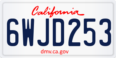 CA license plate 6WJD253