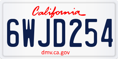 CA license plate 6WJD254
