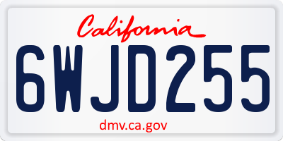 CA license plate 6WJD255