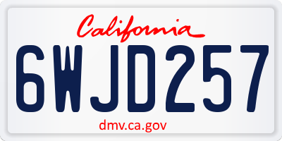 CA license plate 6WJD257