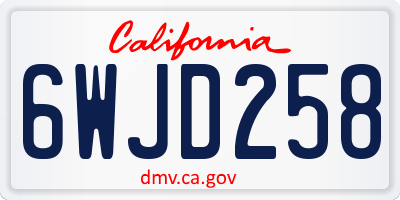 CA license plate 6WJD258