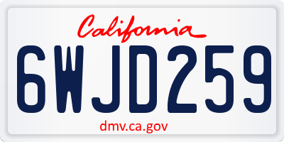 CA license plate 6WJD259