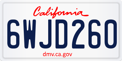 CA license plate 6WJD260