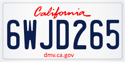 CA license plate 6WJD265