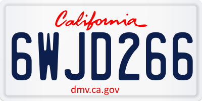 CA license plate 6WJD266