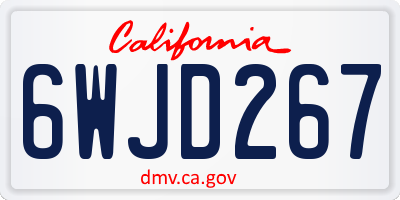 CA license plate 6WJD267