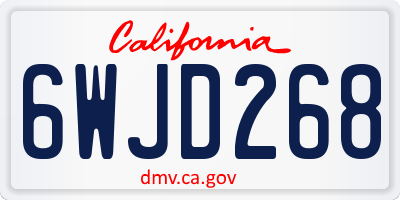 CA license plate 6WJD268