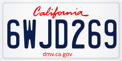 CA license plate 6WJD269