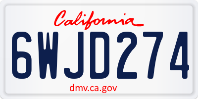 CA license plate 6WJD274