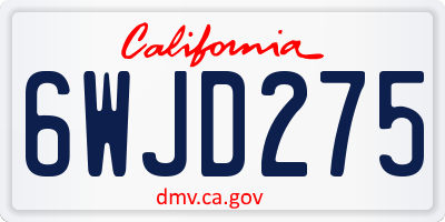 CA license plate 6WJD275