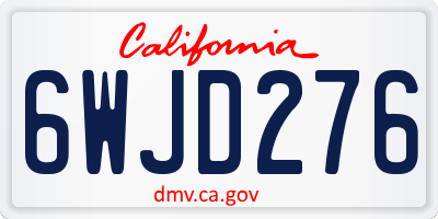 CA license plate 6WJD276