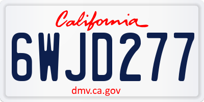 CA license plate 6WJD277