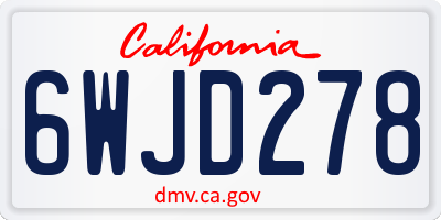 CA license plate 6WJD278