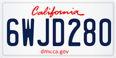 CA license plate 6WJD280