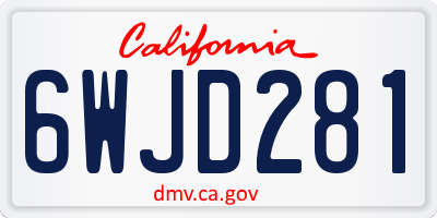 CA license plate 6WJD281