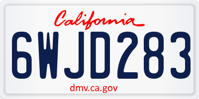 CA license plate 6WJD283