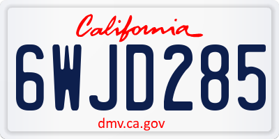 CA license plate 6WJD285