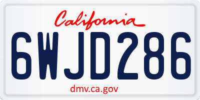 CA license plate 6WJD286