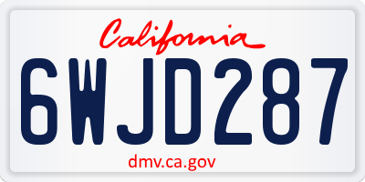 CA license plate 6WJD287
