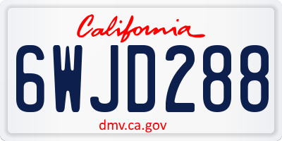 CA license plate 6WJD288