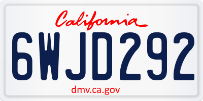 CA license plate 6WJD292