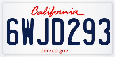 CA license plate 6WJD293