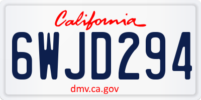 CA license plate 6WJD294