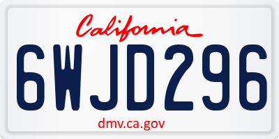 CA license plate 6WJD296