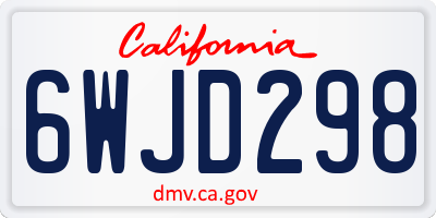 CA license plate 6WJD298