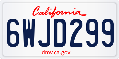 CA license plate 6WJD299