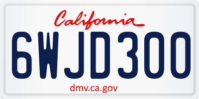 CA license plate 6WJD300