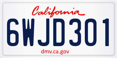 CA license plate 6WJD301