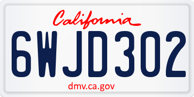 CA license plate 6WJD302