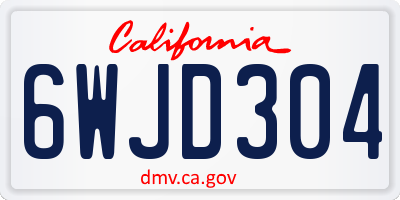 CA license plate 6WJD304